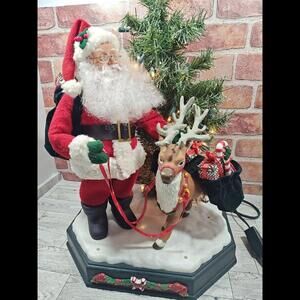 1996 Smile Musical Animated Santa Reindeer Vintage Christmas Collectible Ind Ltd